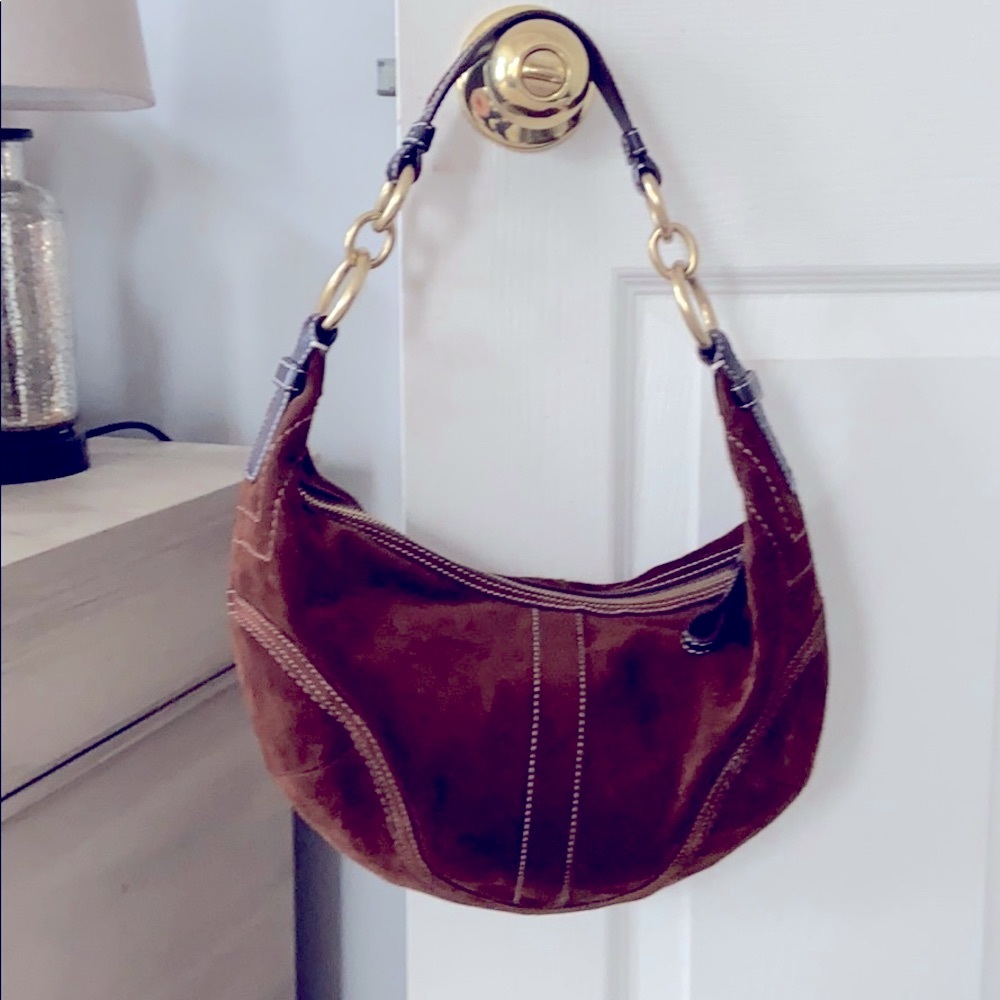 Coach shoulder bag suede leather